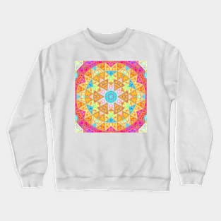 Mosaic Mandala Yellow Pink and Blue Crewneck Sweatshirt